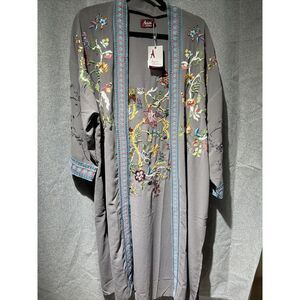 Avani Del Amour Embroidered Floral Kimono Cardigan Xl Size Large